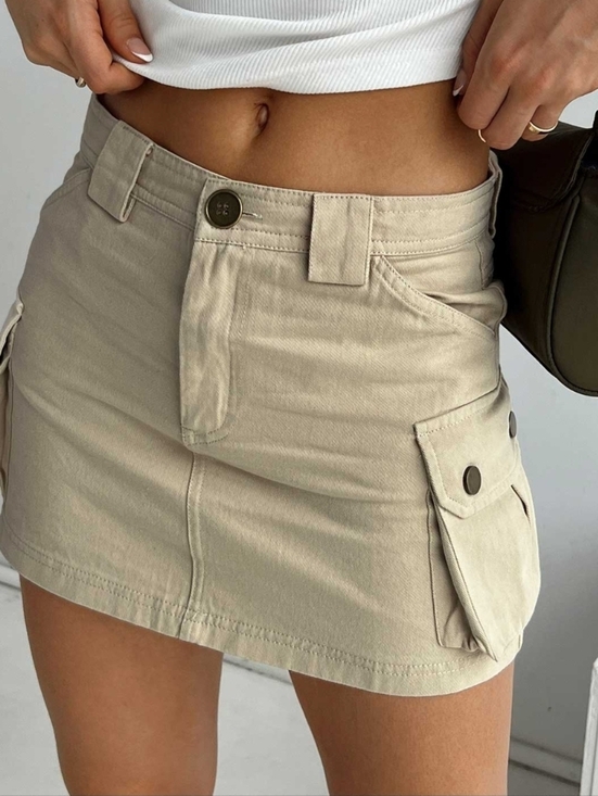 Princess Polly Dresses & Skirts - Princess Polly Lydie Cargo Mini Skirt in beige Size 4 New Small Nwt